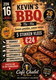 Affiche van Kevin's BBQ — 26 jaar Chalet in Café Chalet