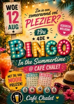 Affiche van 4de BINGO ‘In the Summertime’ in Café Chalet