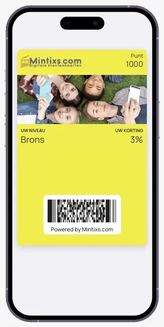 Cashbackkaart van Mintixs op een smartphone