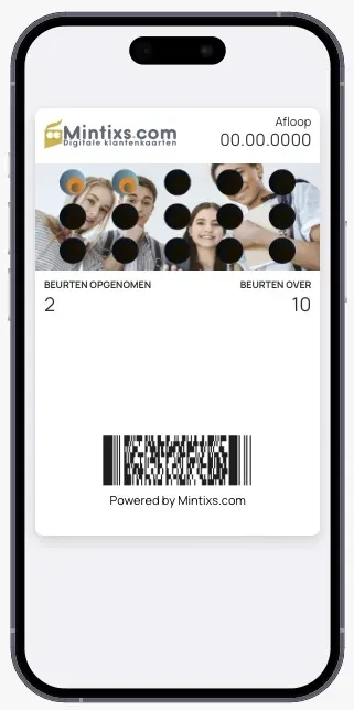 Abonnementskaart van Mintixs op een smartphone