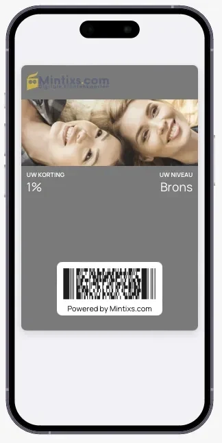 Kortingskaart van Mintixs op een smartphone