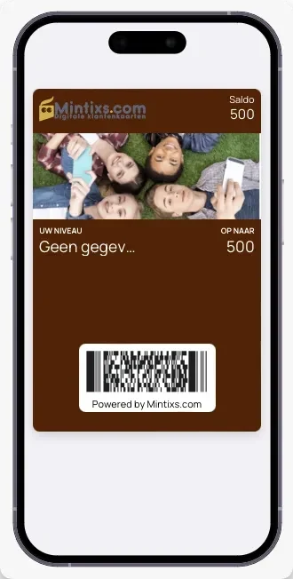 Beloningskaart van Mintixs op een smartphone