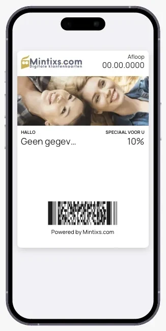 Couponkaart van Mintixs op een smartphone