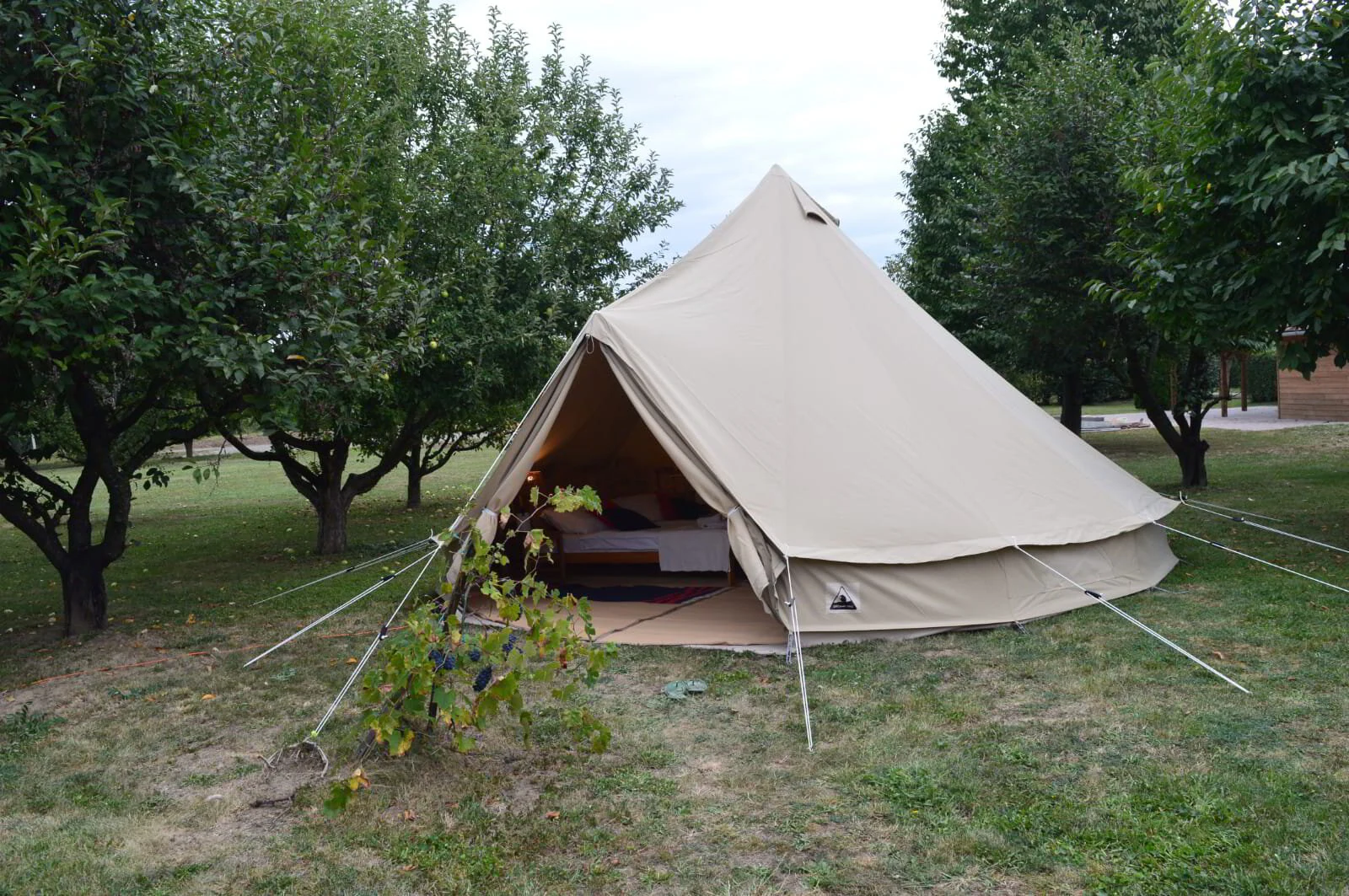 Glampingtent in de boomgaard