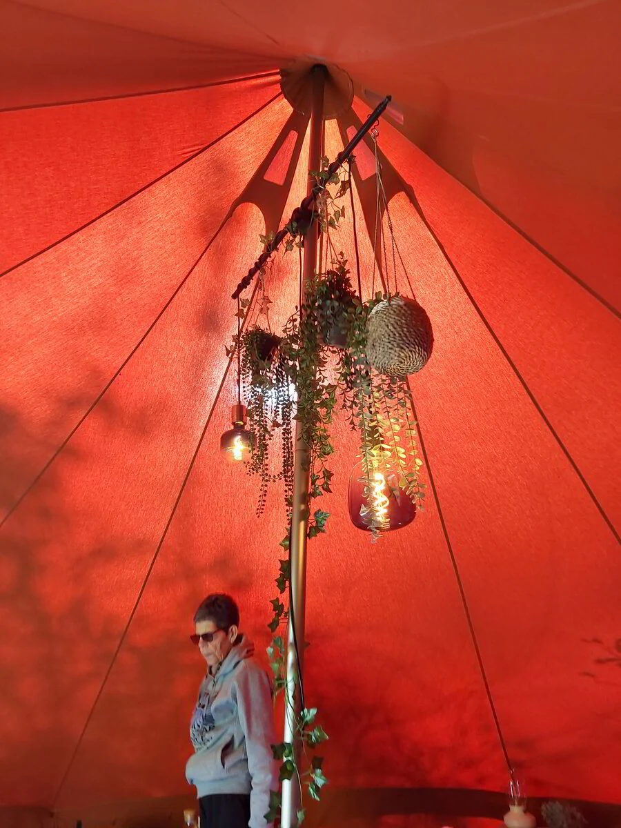 Hanglamp met groen in de tuinkamer